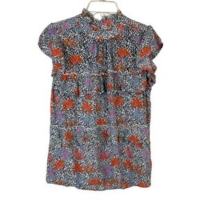 THML Geometric Mod Floral High Neck Top Size S 🔥